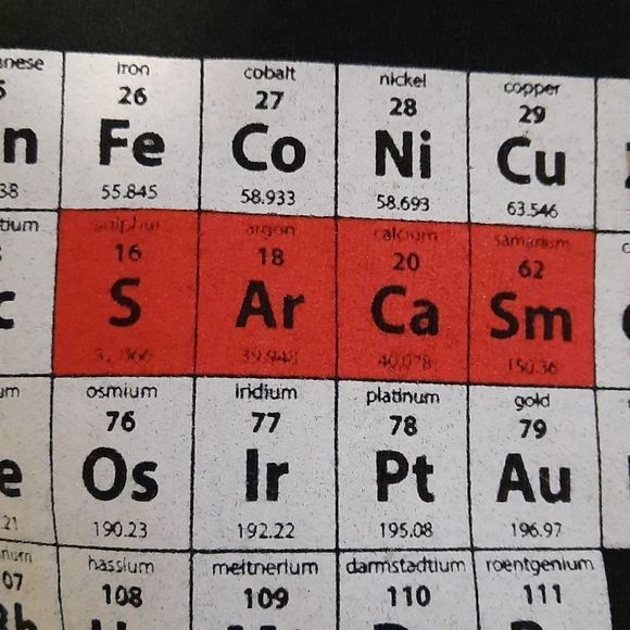 Periodic Table SArCaSm black t-shirt graphic tee Periodically I'm Sarcastic NWT - Picture 8 of 14